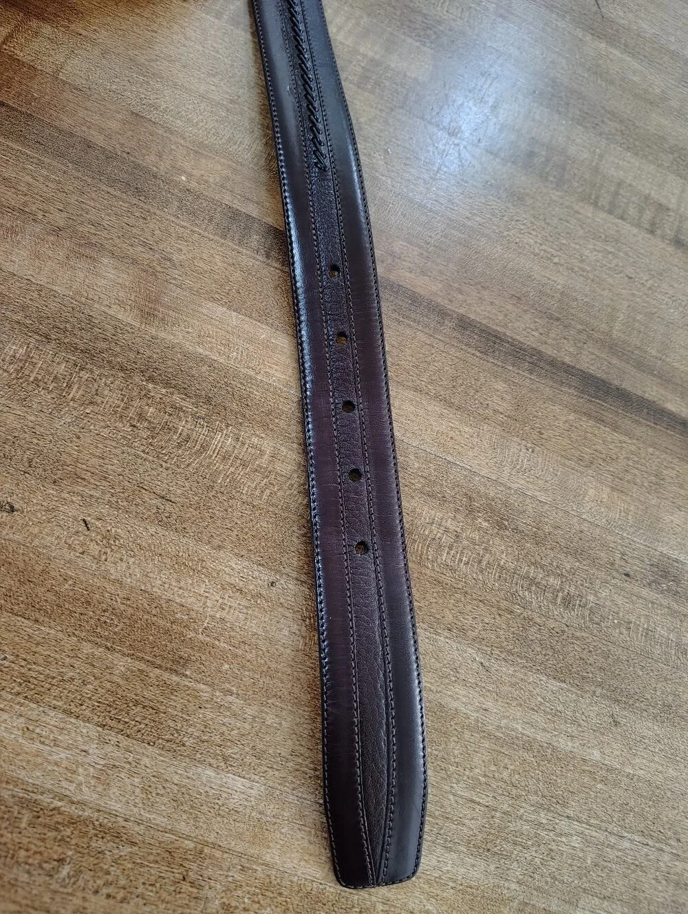 MEZLAN Belt 4929 Brown Leather Woven Inlay Braid Made in Spain Size 42